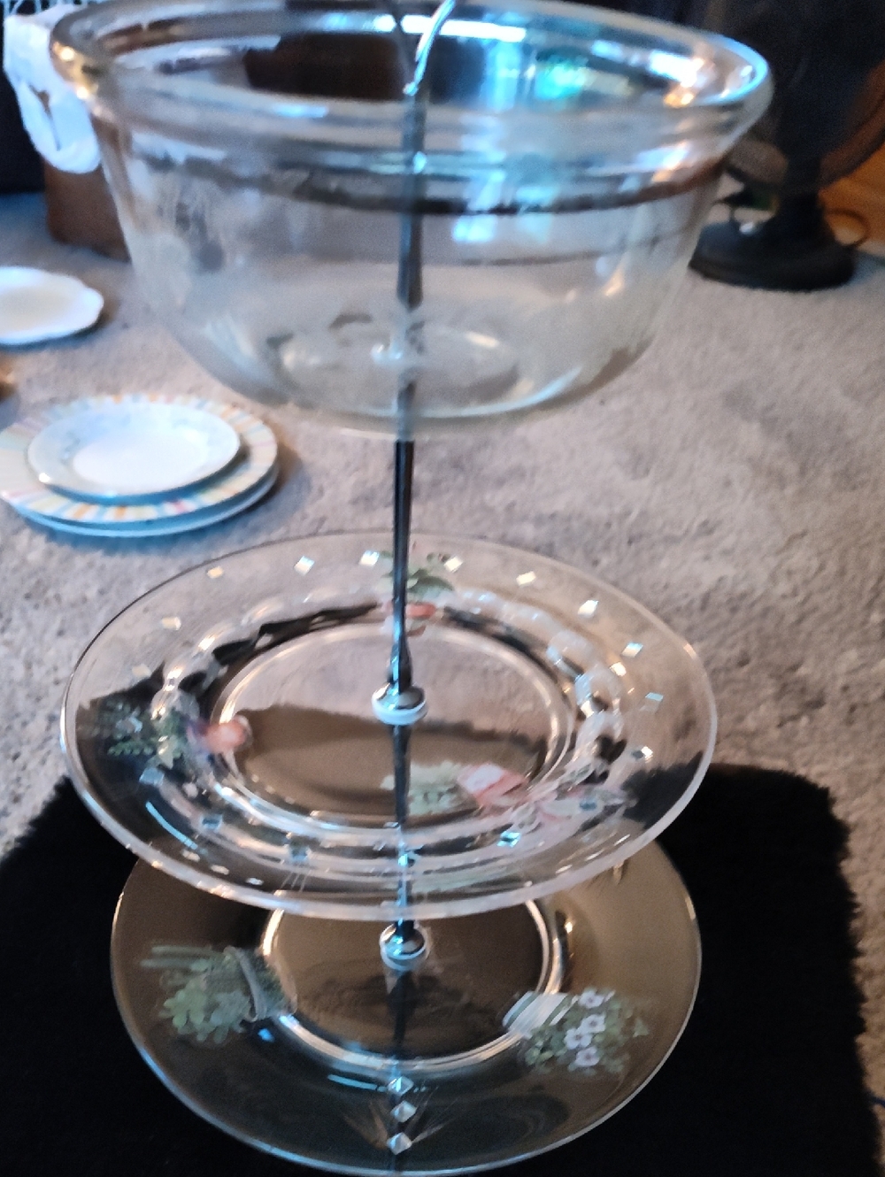 Three-Tier Glass Serving Stand  Or Jewelry Stand